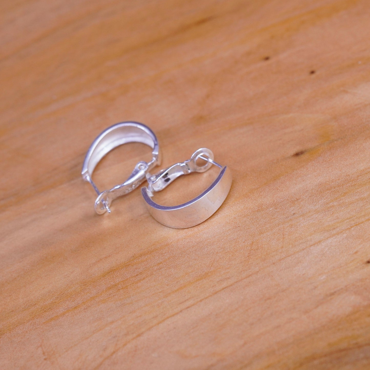 0.5”, Vintage Sterling silver handmade earrings, 925 hoops, huggie