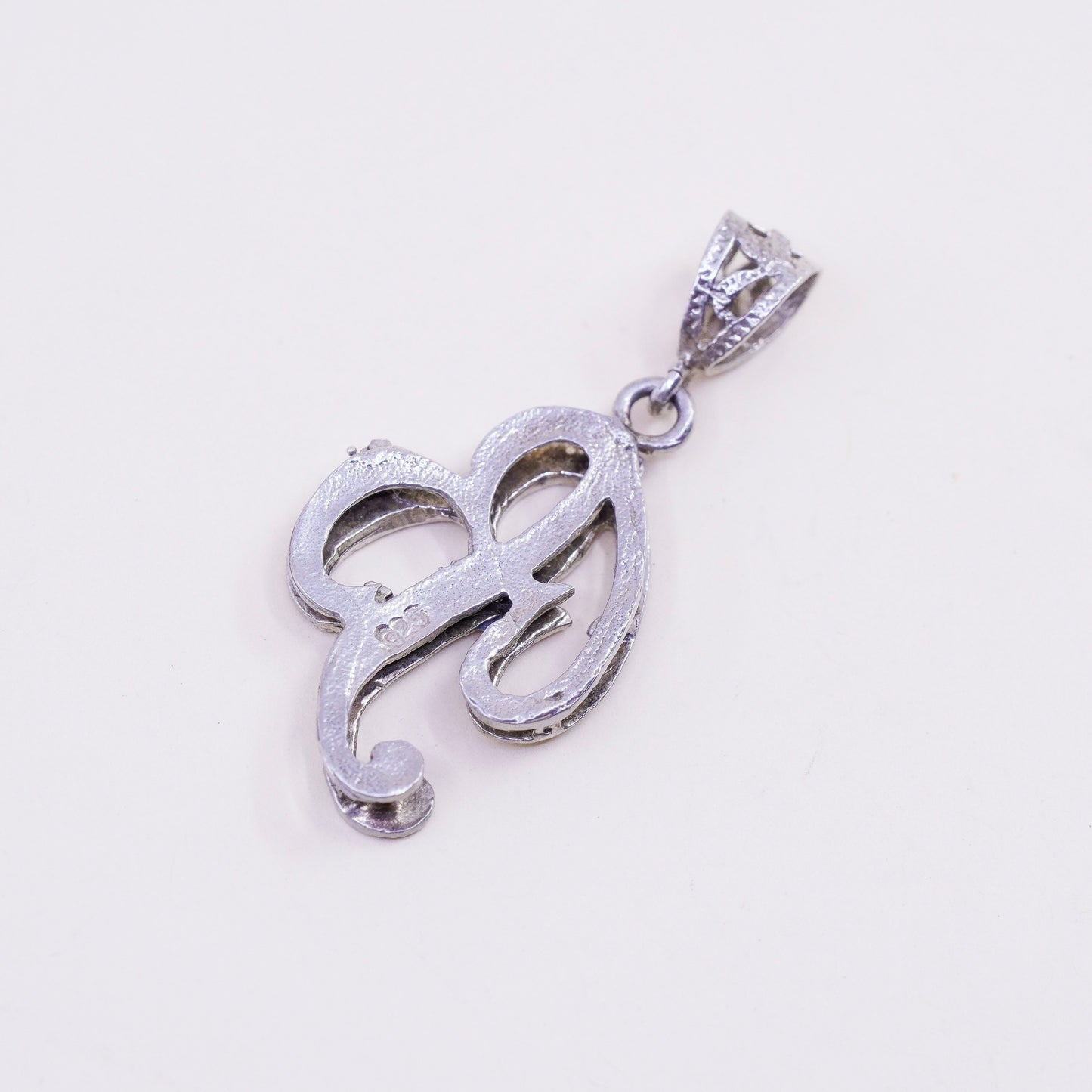 Vintage sterling silver handmade pendant, 925 tag charm with initial “B”