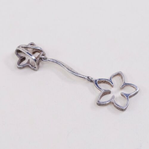 Vintage sterling silver handmade pendant, 925 silver flower, stamped 925