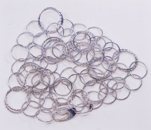 42”, Vtg Extra Long Italy 925 Sterling 925 Silver Textured Circle chain necklace