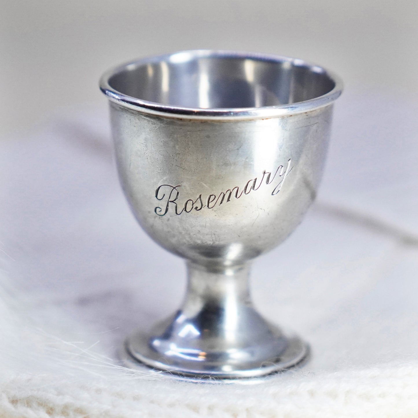 Vintage Sterling 925 Silver Judaica Kiddush Cup Engraved rosary