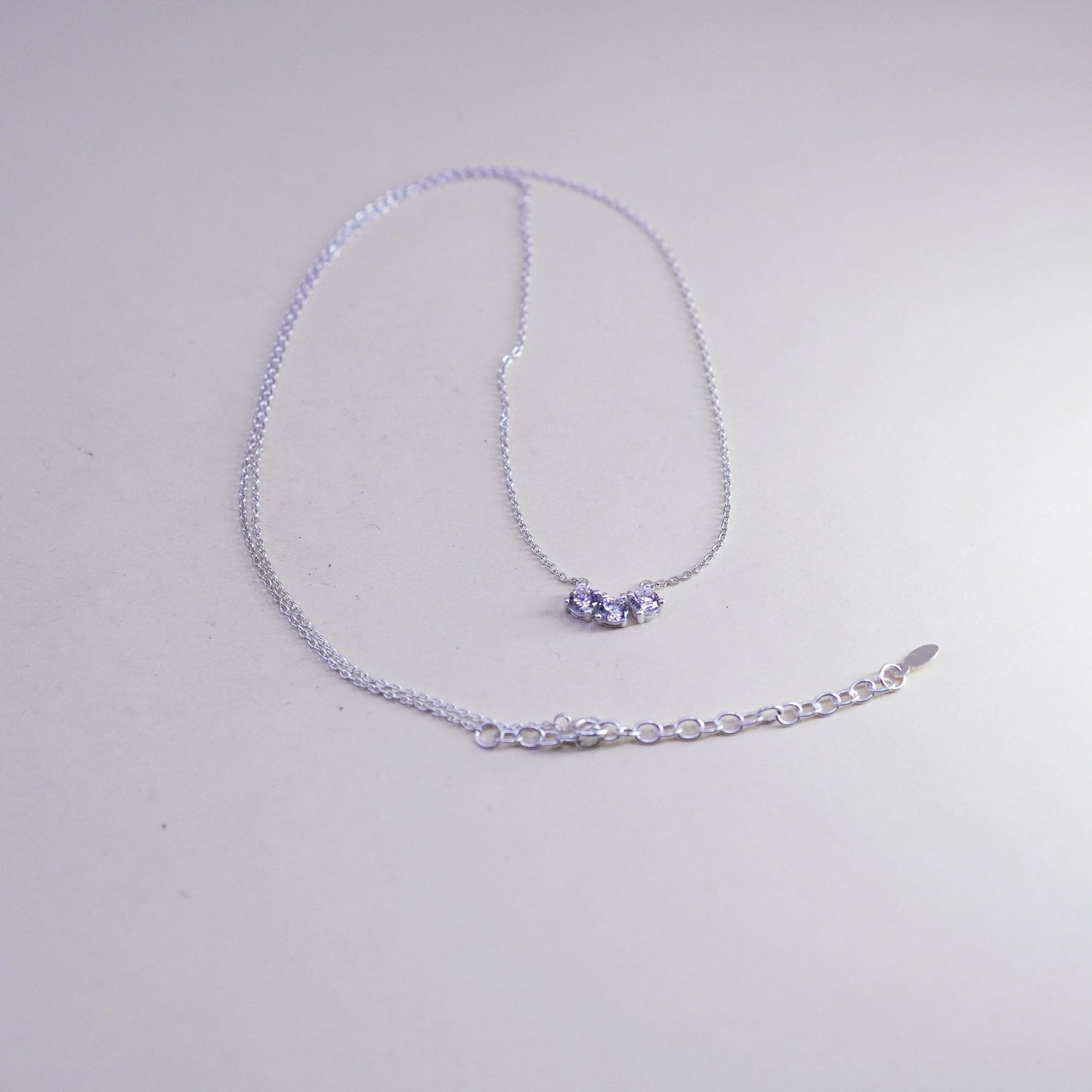 18+2”, Sterling silver necklace, 925 circle chain with cz pendant