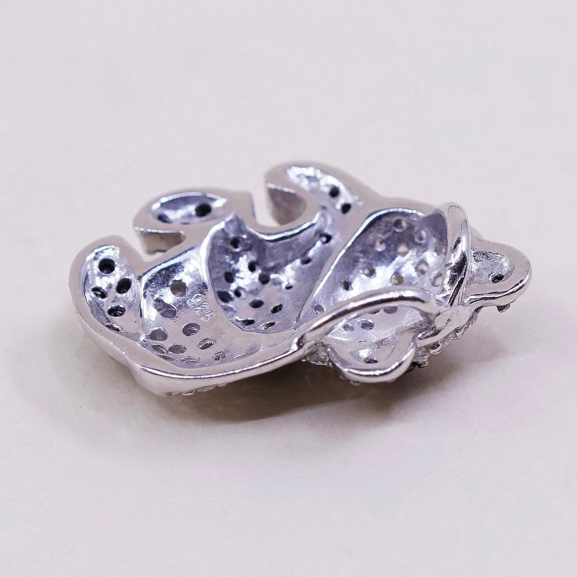 VTG Sterling silver handmade pendant, 925 panda w/ cluster Swarovski pendant