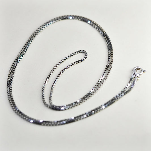 24”, 1.6mm, Vintage sterling silver Italy 925 silver box chain, necklace