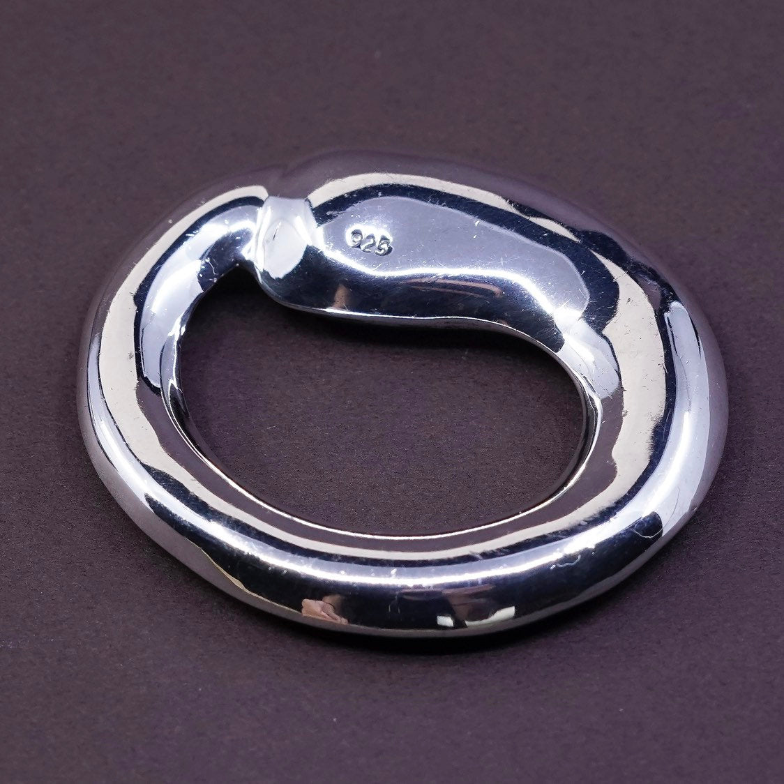 vtg huge 1.5” Sterling silver handmade circle pendant, 925 high polished circle