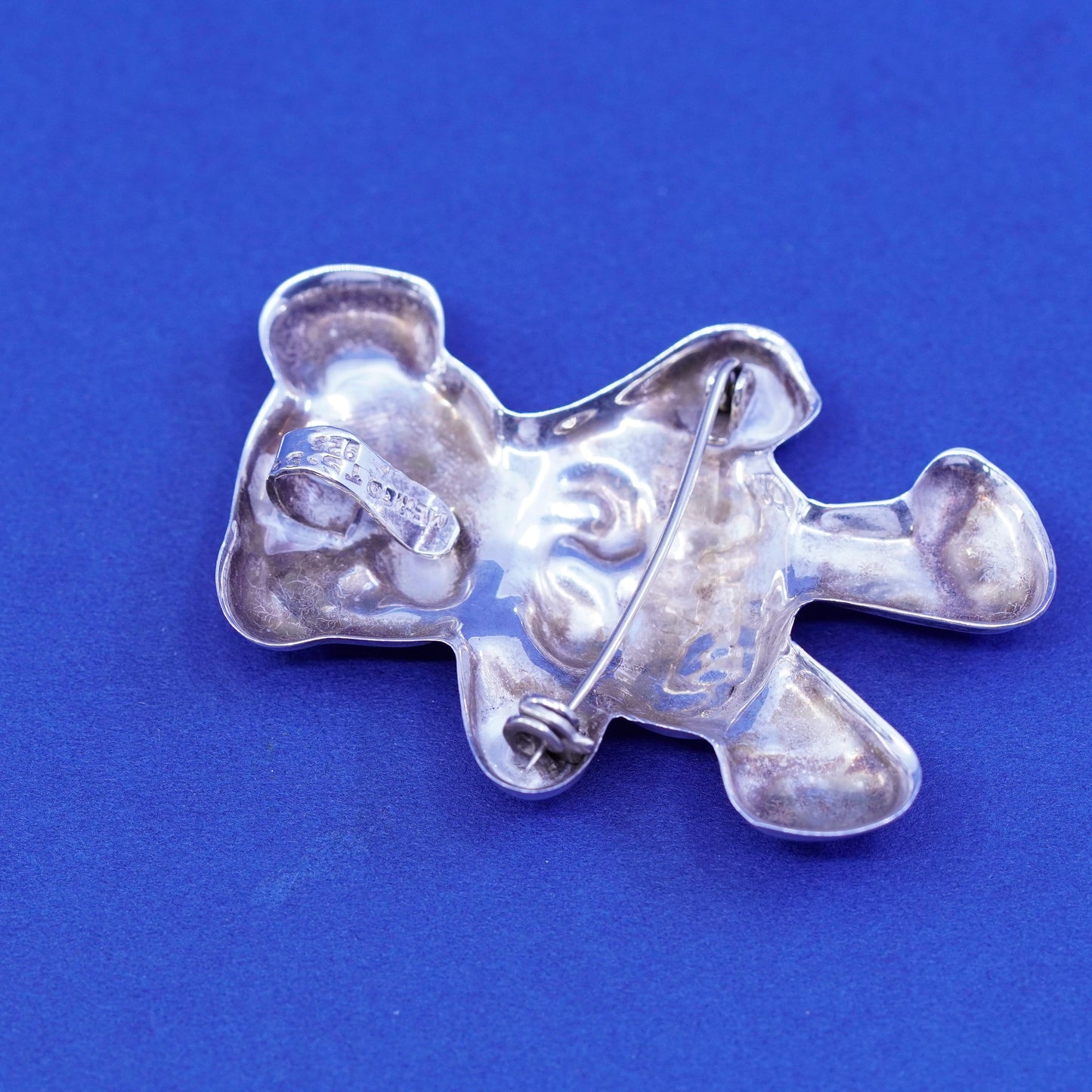 Vintage Sterling silver handmade brooch, 925 teddy bear pendant