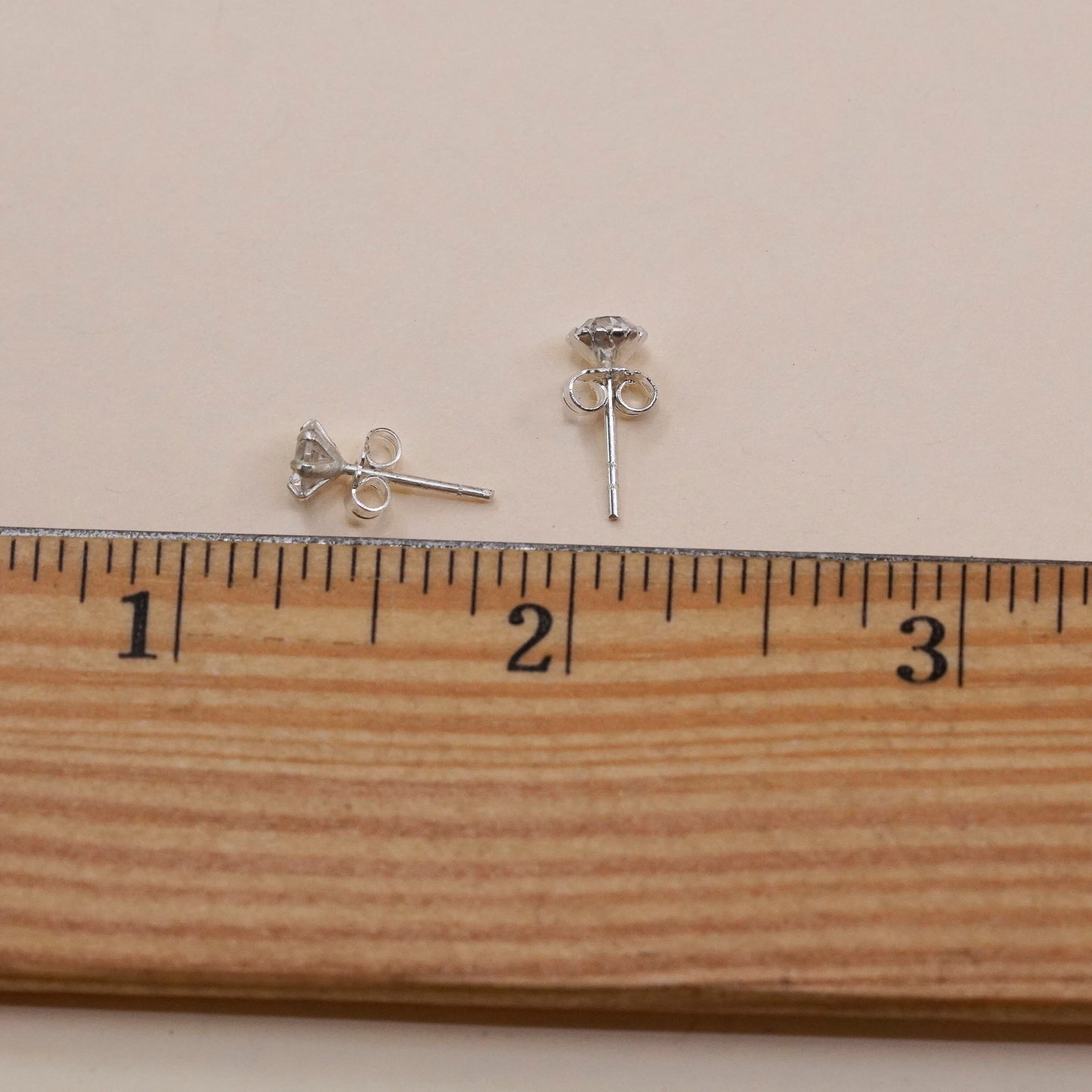 5mm, Vintage sterling 925 silver cz studs, minimalist earrings