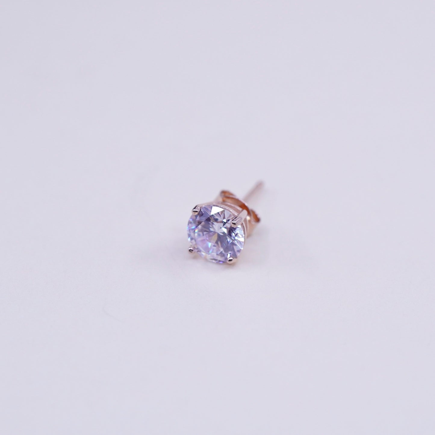 5mm, Vintage rose gold over sterling 925 silver cz studs, minimalist earrings
