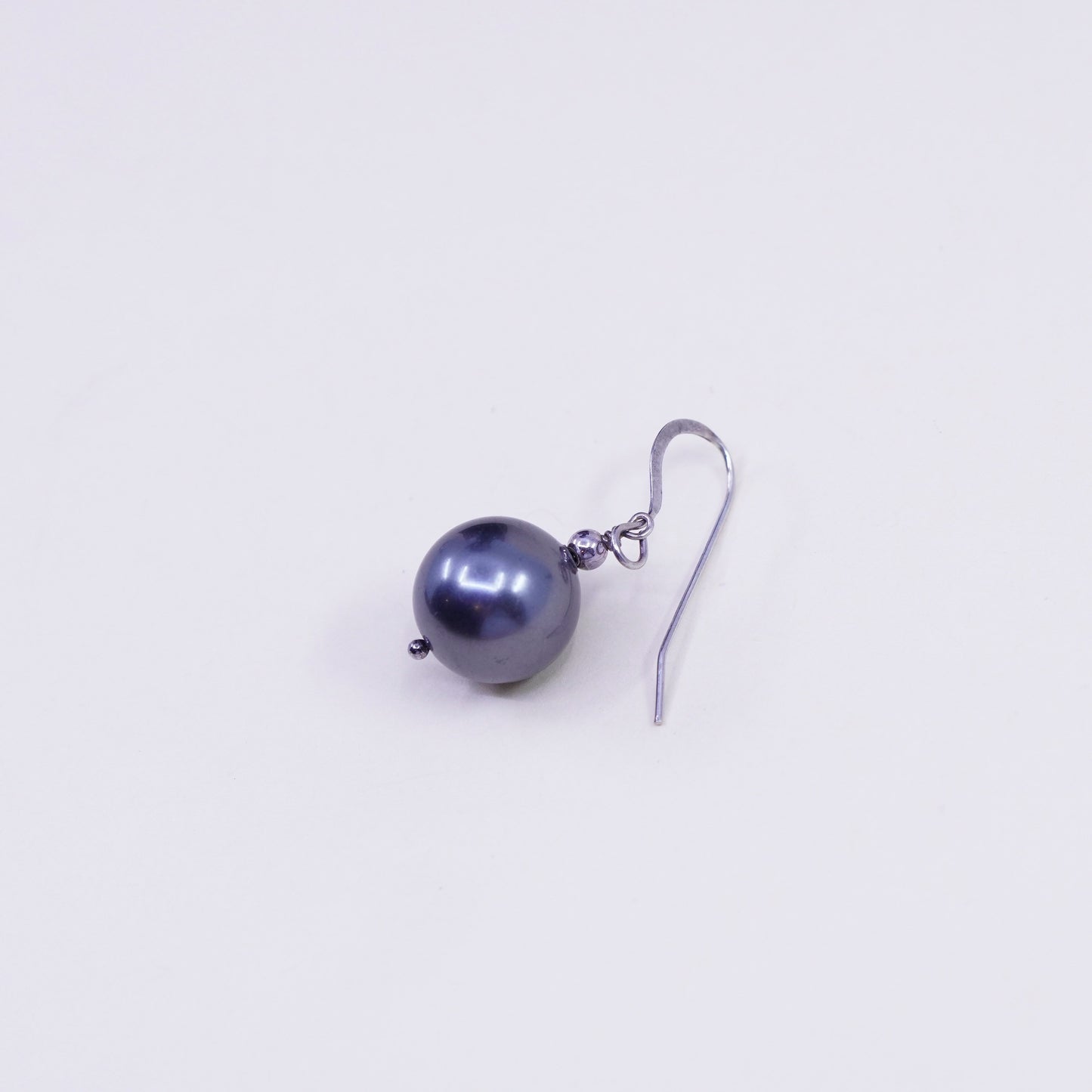 Vintage Sterling 925 silver handmade earrings with black pearl drop