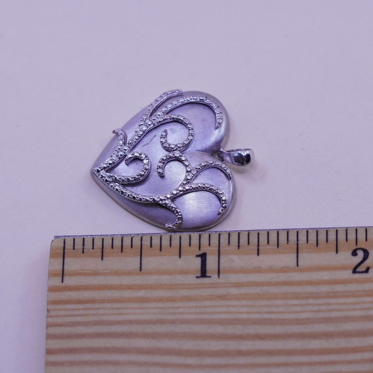 ralph lauren sterling silver handmade pendant, 925 heart with swirly