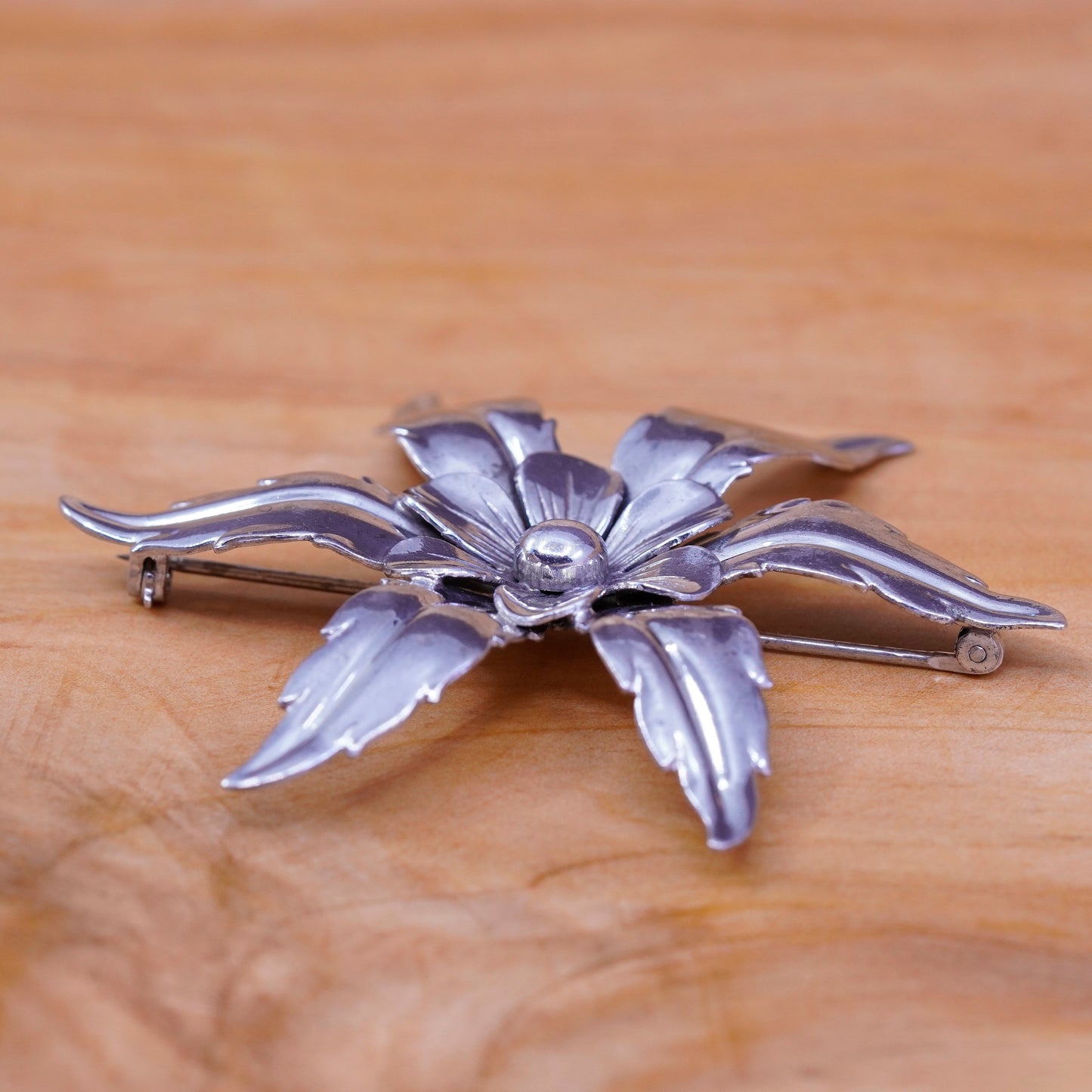 Vintage meixco handmade sterling 925 silver flower brooch