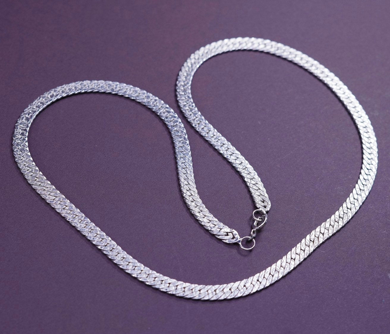 26", 6mm, Sterling silver necklace, 925 flatten curb chain