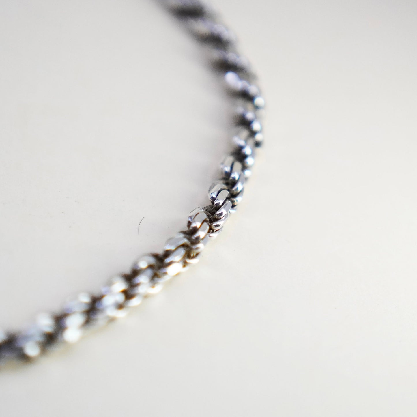 16”, 6mm, vintage Sterling silver necklace, 925 diamond cut rope chain