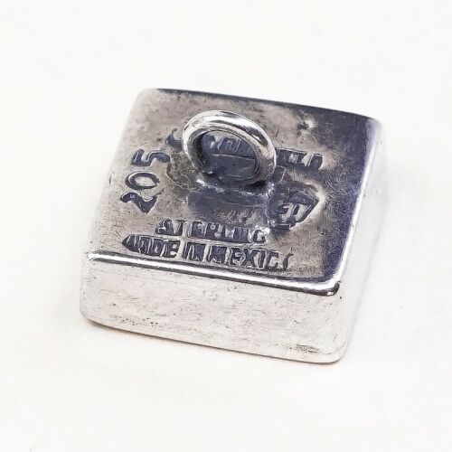 Vintage Mexico Sterling silver 925 Handmade Modern Square Pendant, Stamped Ster