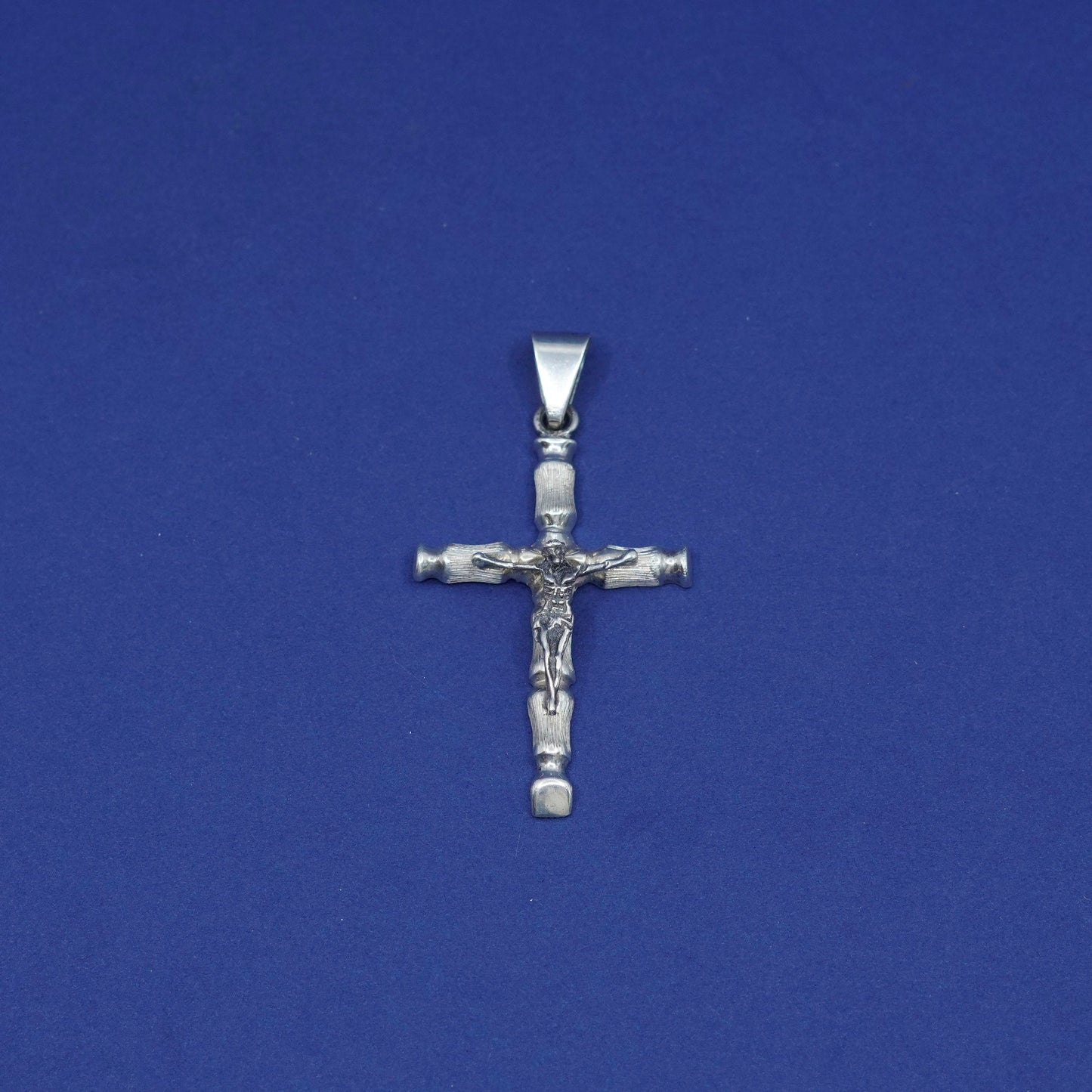 Vintage Sterling silver handmade pendant, 925 cross with Relief Jesus