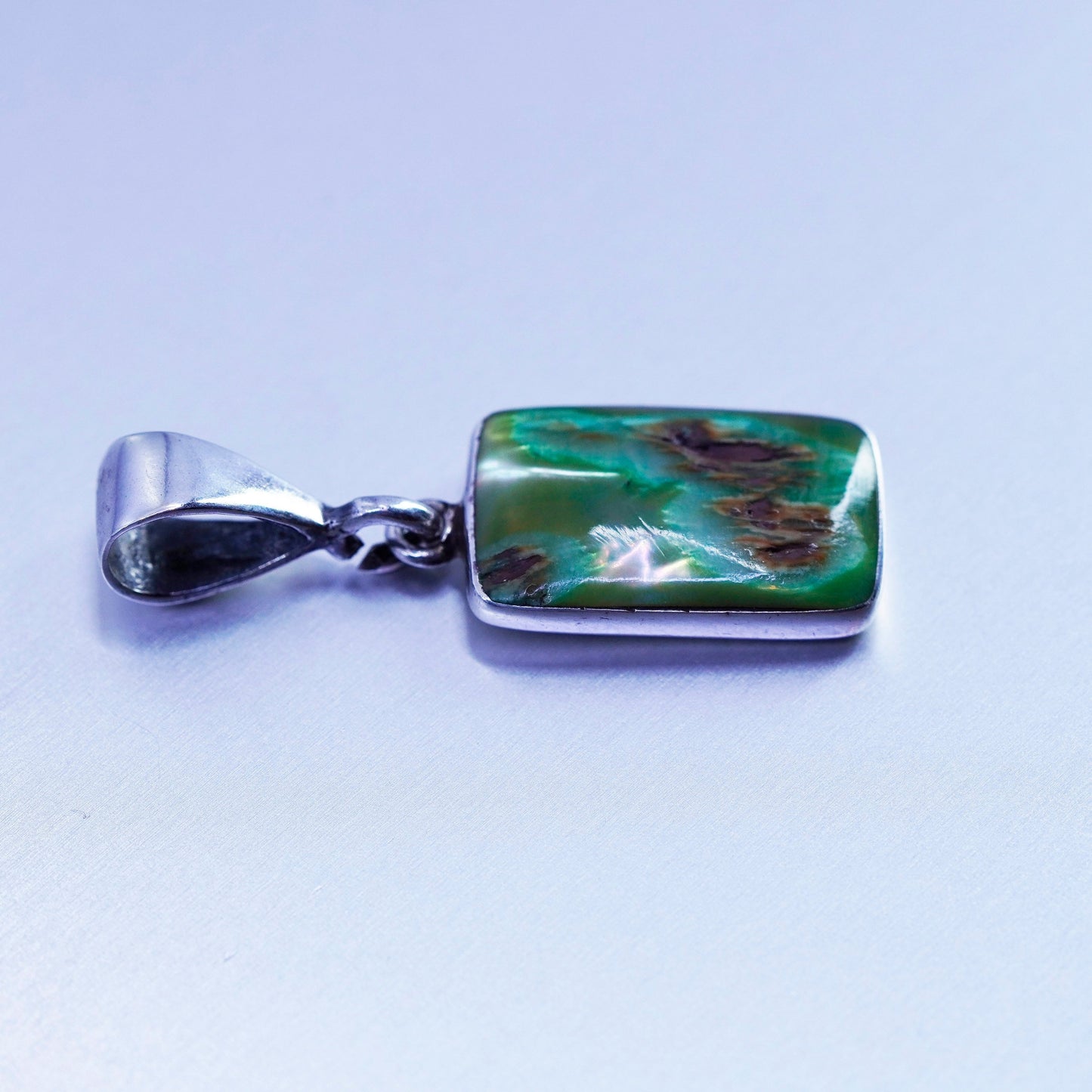 antique sterling 925 silver handmade pendant with abalone