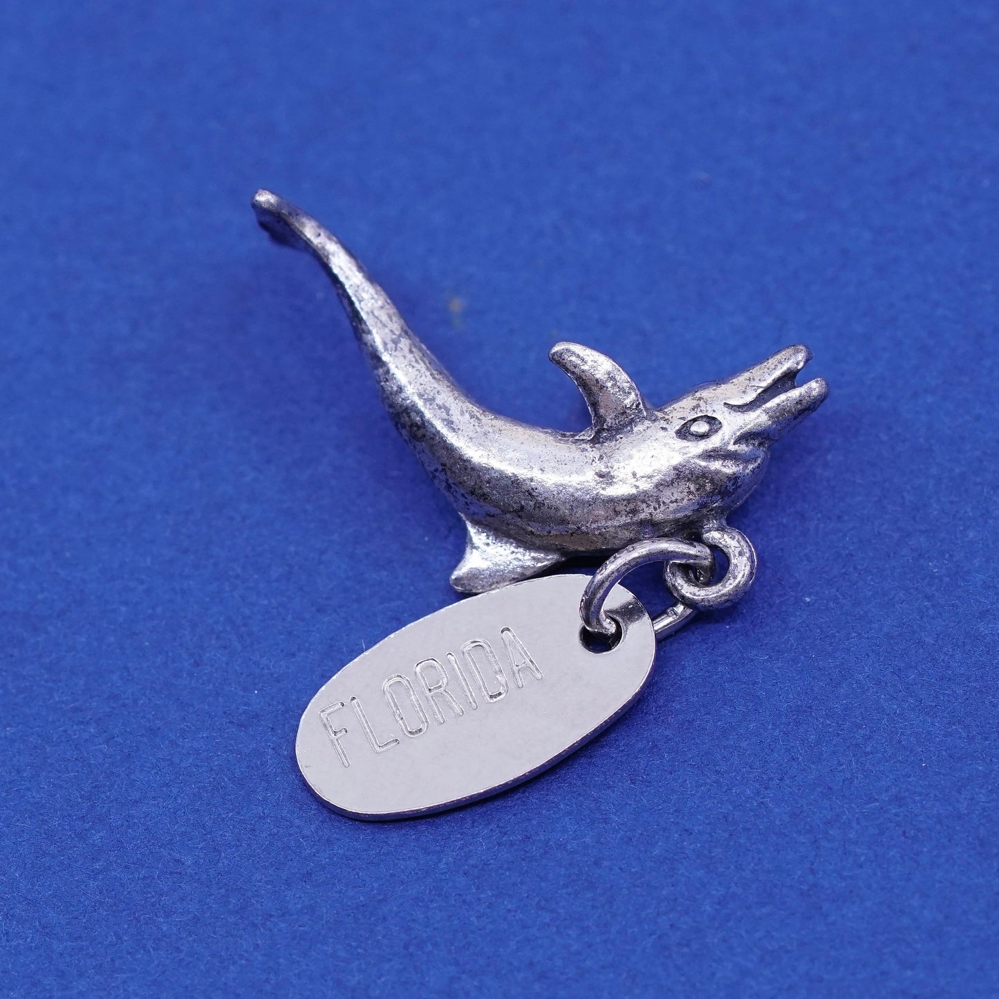 Vintage Sterling silver handmade Dolphins pendant, solid 925 silver charm