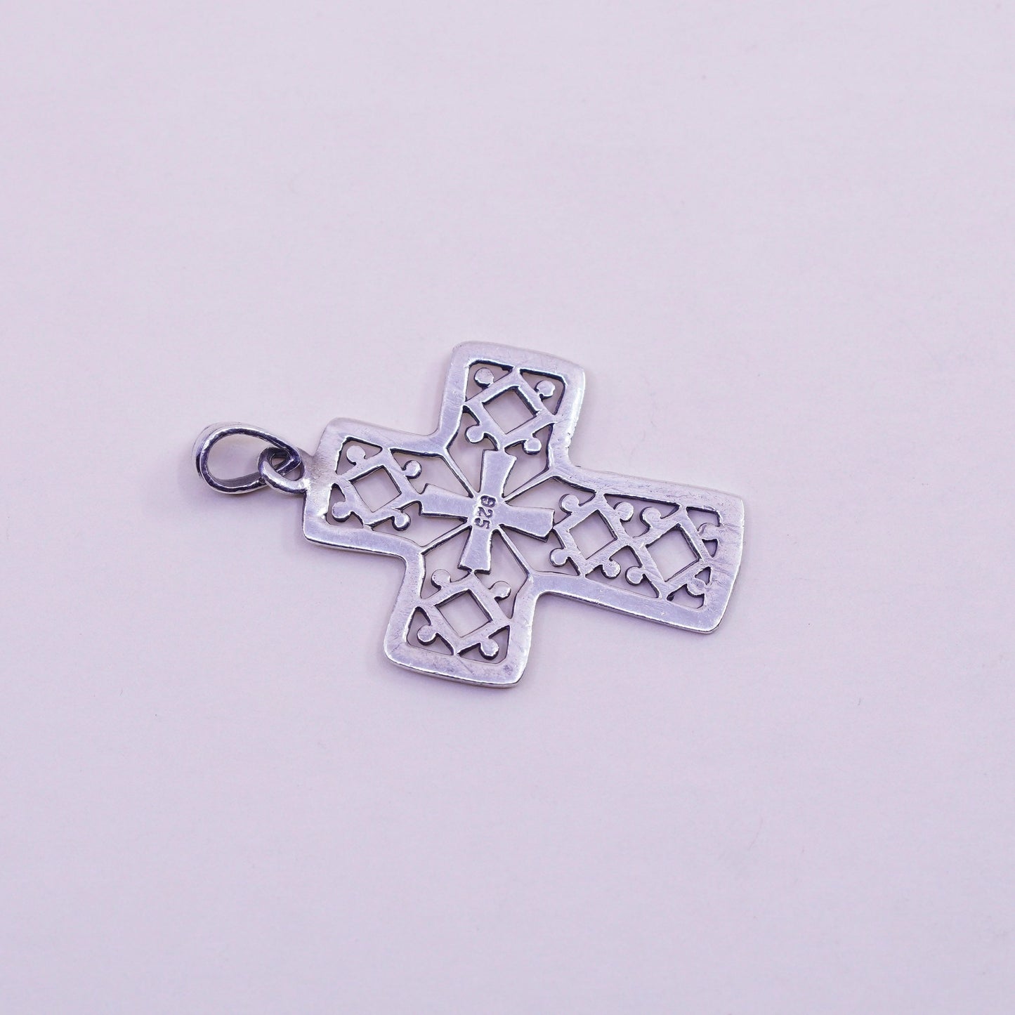 Vintage handmade Sterling silver pendant, 925 filigree cross