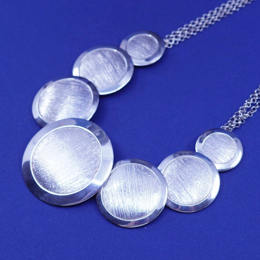 16+2”, vintage Sterling silver necklace, 925 circle chain with textured disc