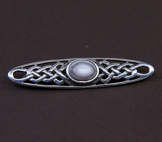 vtg antique Sterling Silver Handmade brooch, 925 filigree with abalone