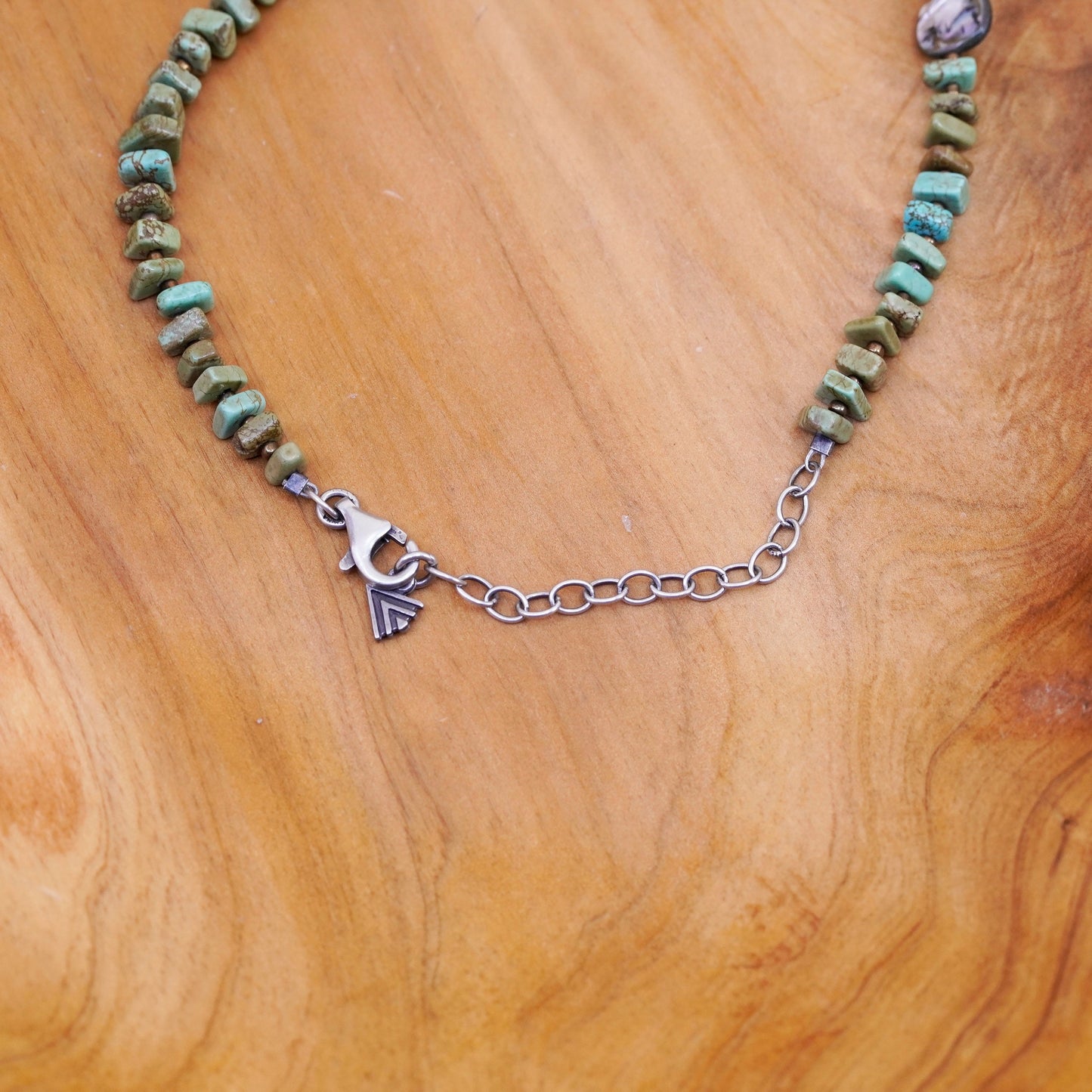 18+2”, Sterling silver necklace, 925 chain with turquoise and teardrop pendant