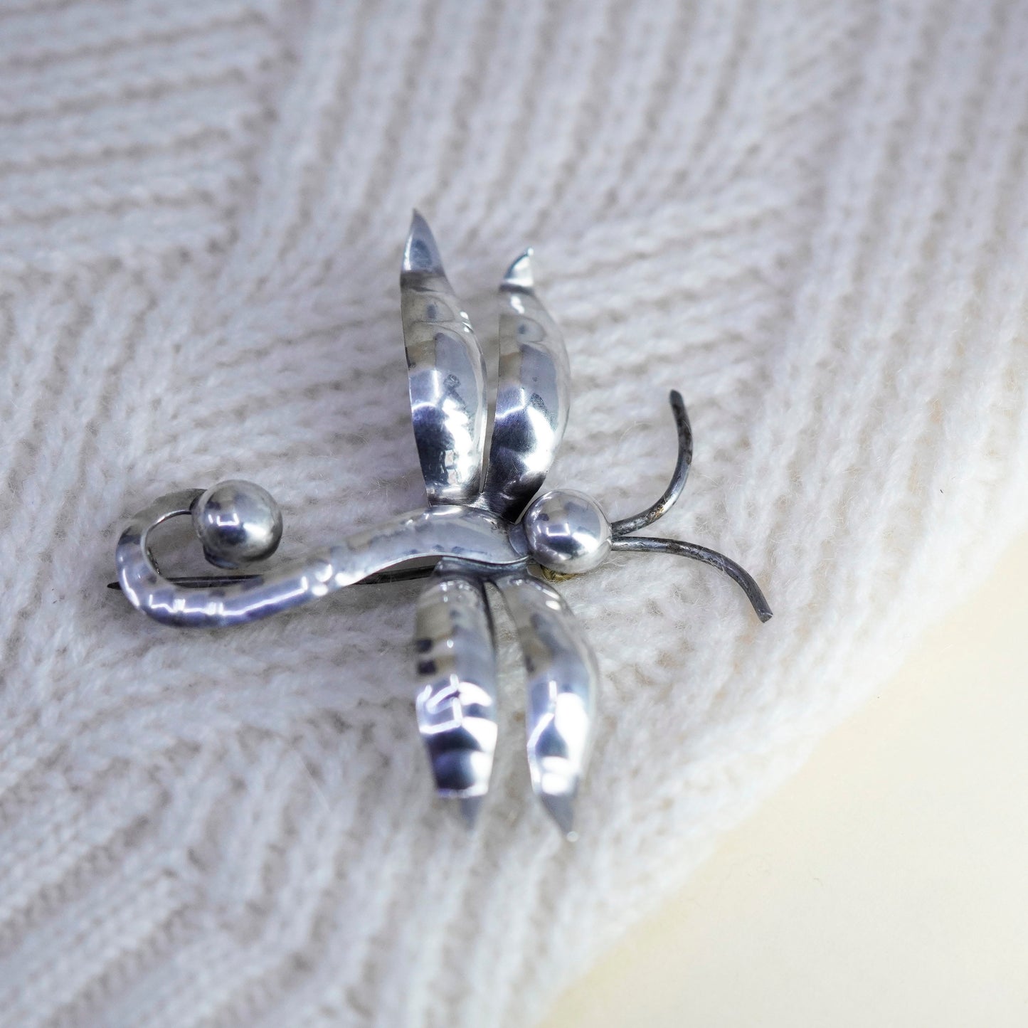 Vintage southwestern Sterling silver handmade brooch, 925 dragonfly pin