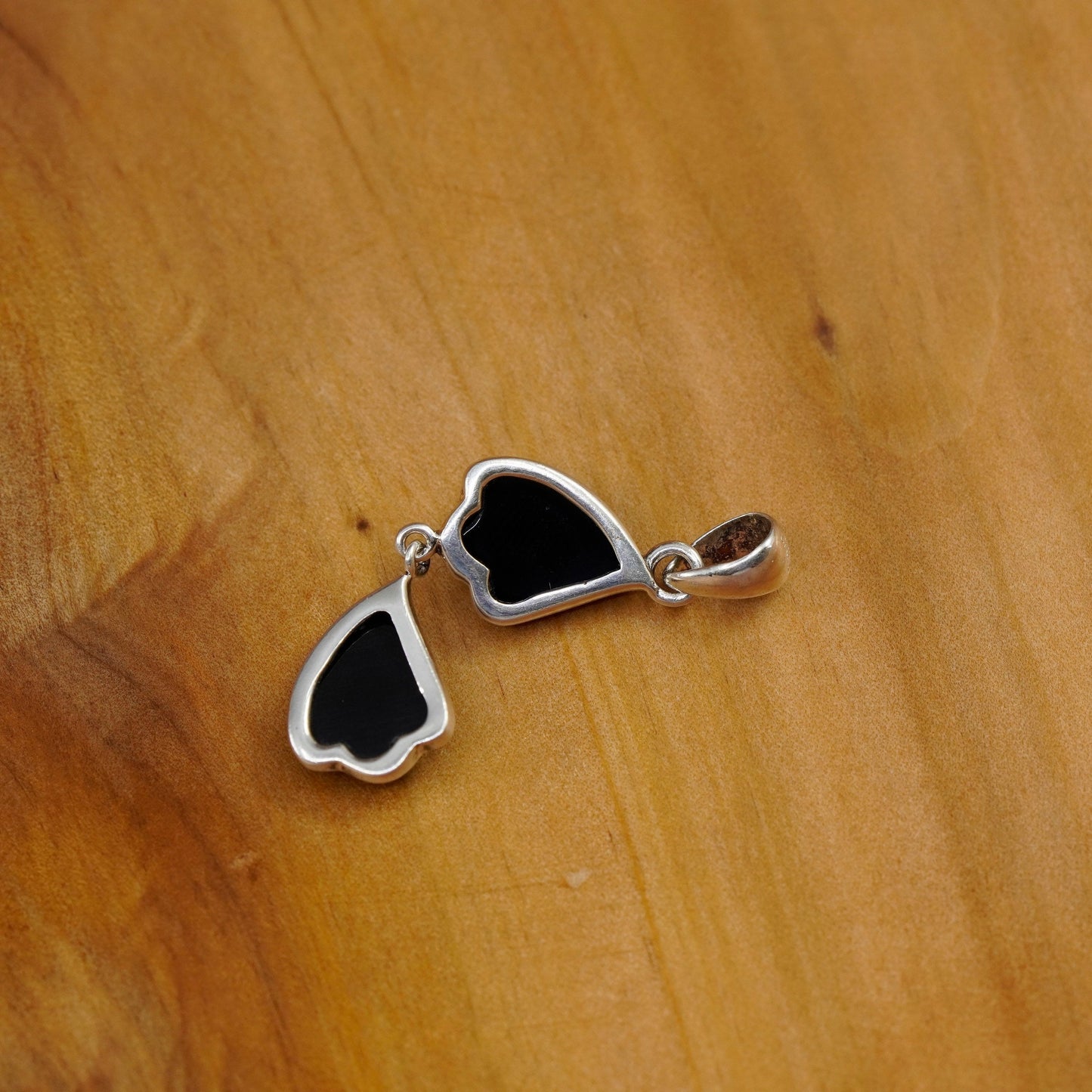 Vintage Sterling silver handmade pendant, Mexico 925 with obsidian