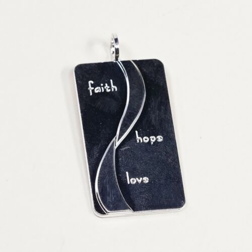 Vtg Sterling Silver Handmade Prayer Pendant, 925 Tag “faith Hope Love” Charm