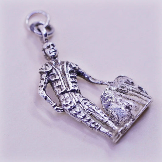 Vintage Sterling 925 silver handmade matador pendant charm