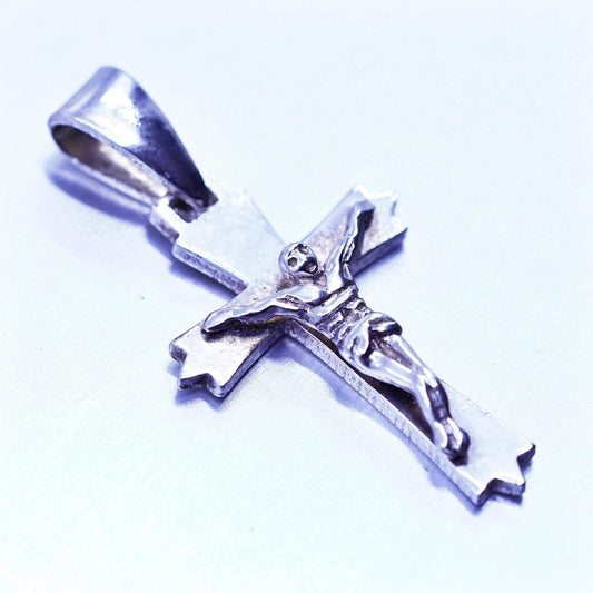 Vintage sterling 925 silver handmade Jesus cross pendant