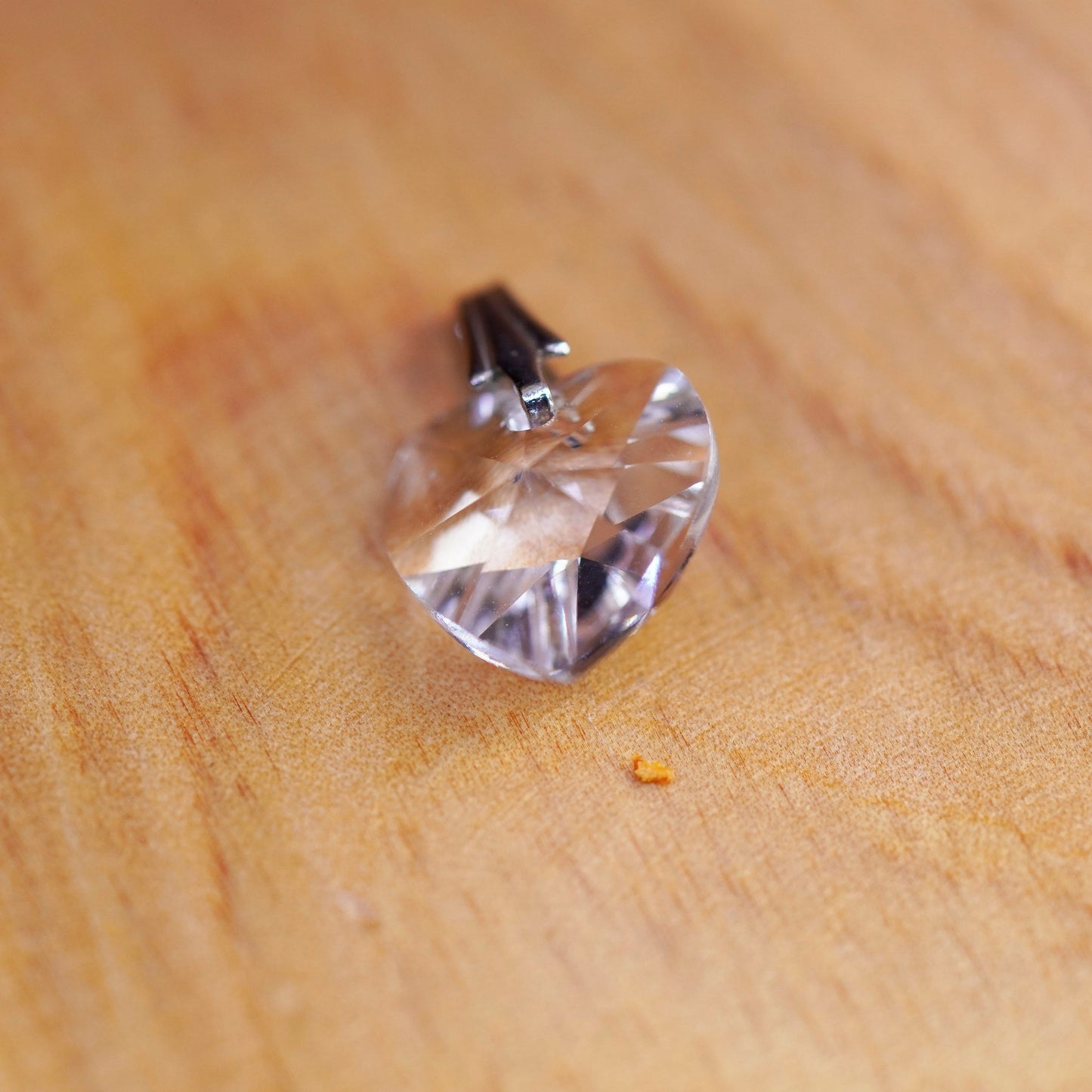 Vintage Sterling silver handmade charm, 925 heart glass pendant