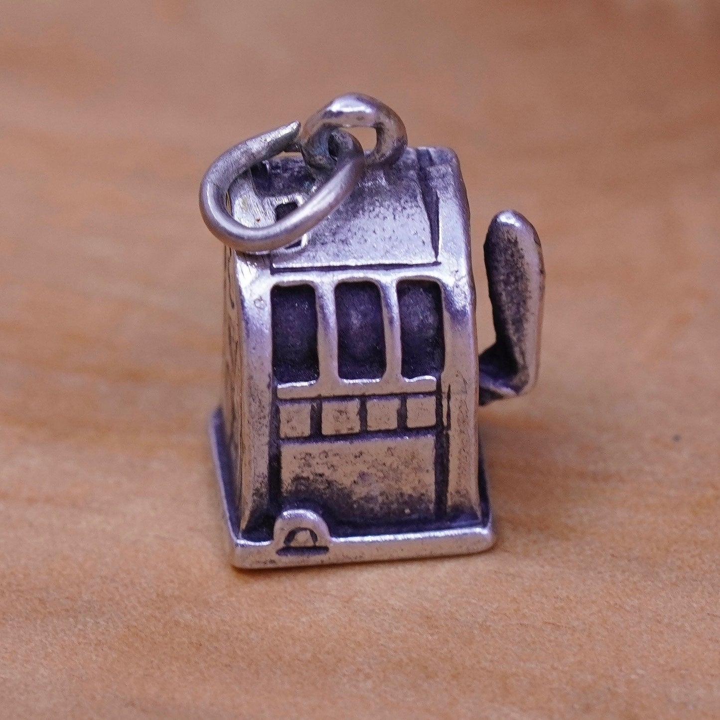 Vintage Sterling silver handmade pendant, 925 slot machine charm