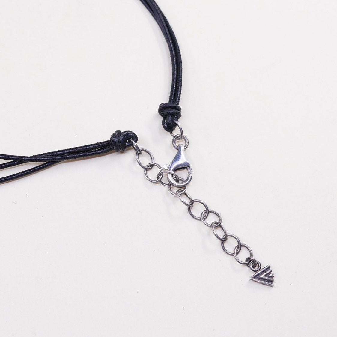 16”, Silpada Necklace N1571 925 Cascading Black Leather Cords & Sterling Bars