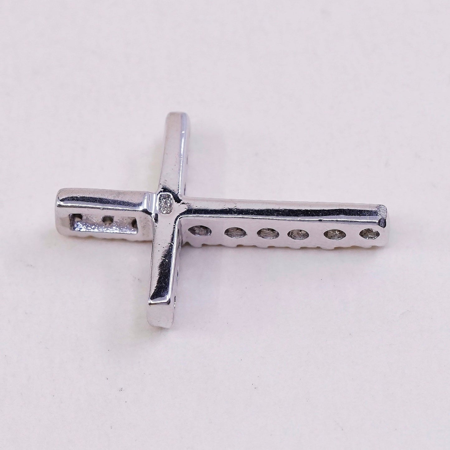 VTG Sterling 925 silver w/ clear crystal cross pendant