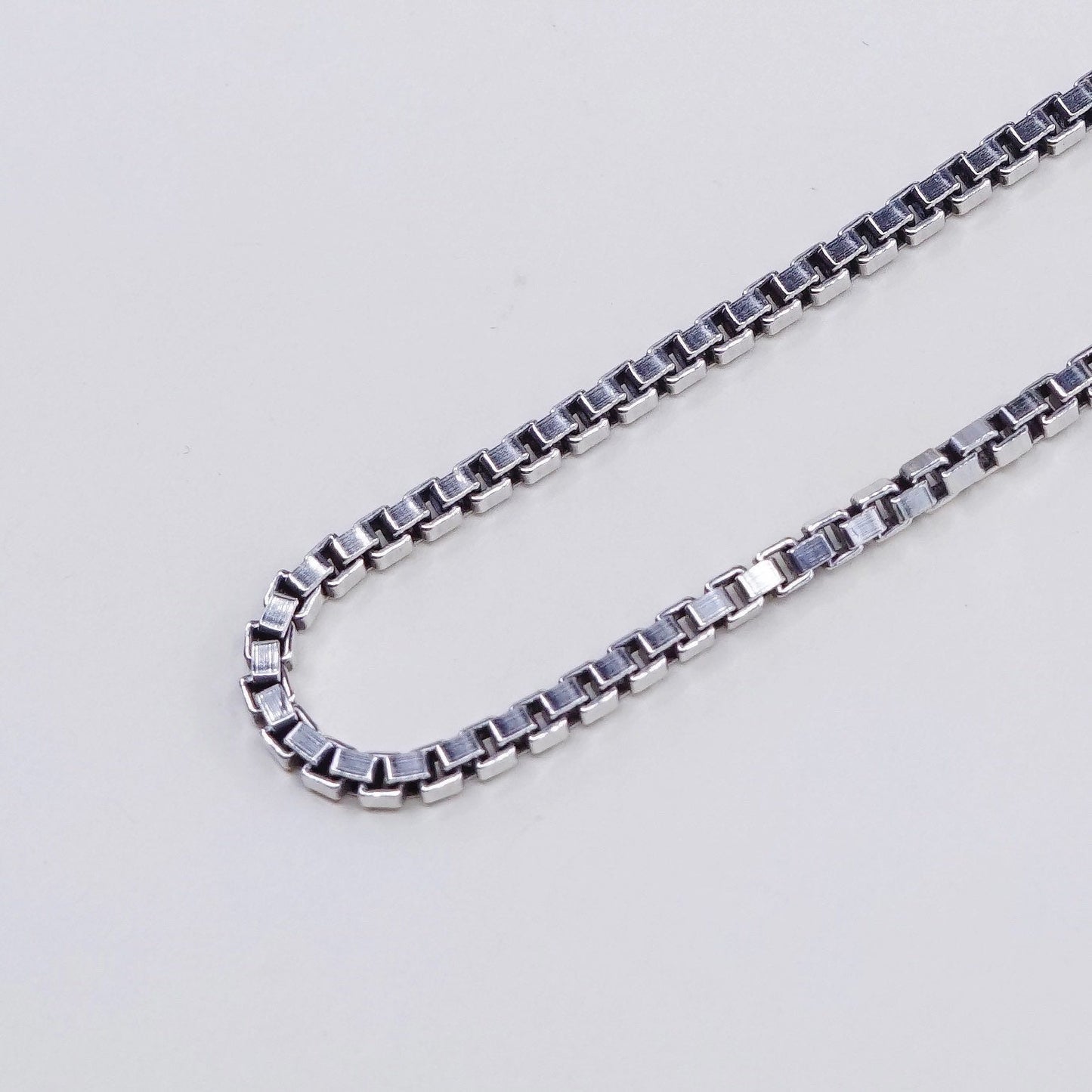 30”, 2mm, Vintage Italy sterling silver Italy 925 silver box chain, necklace