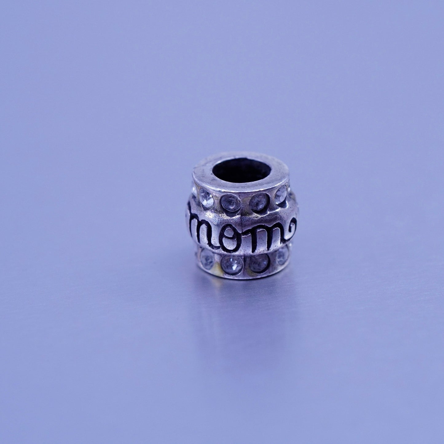 Antique Sterling silver handmade charm with cz, 925 mom bead