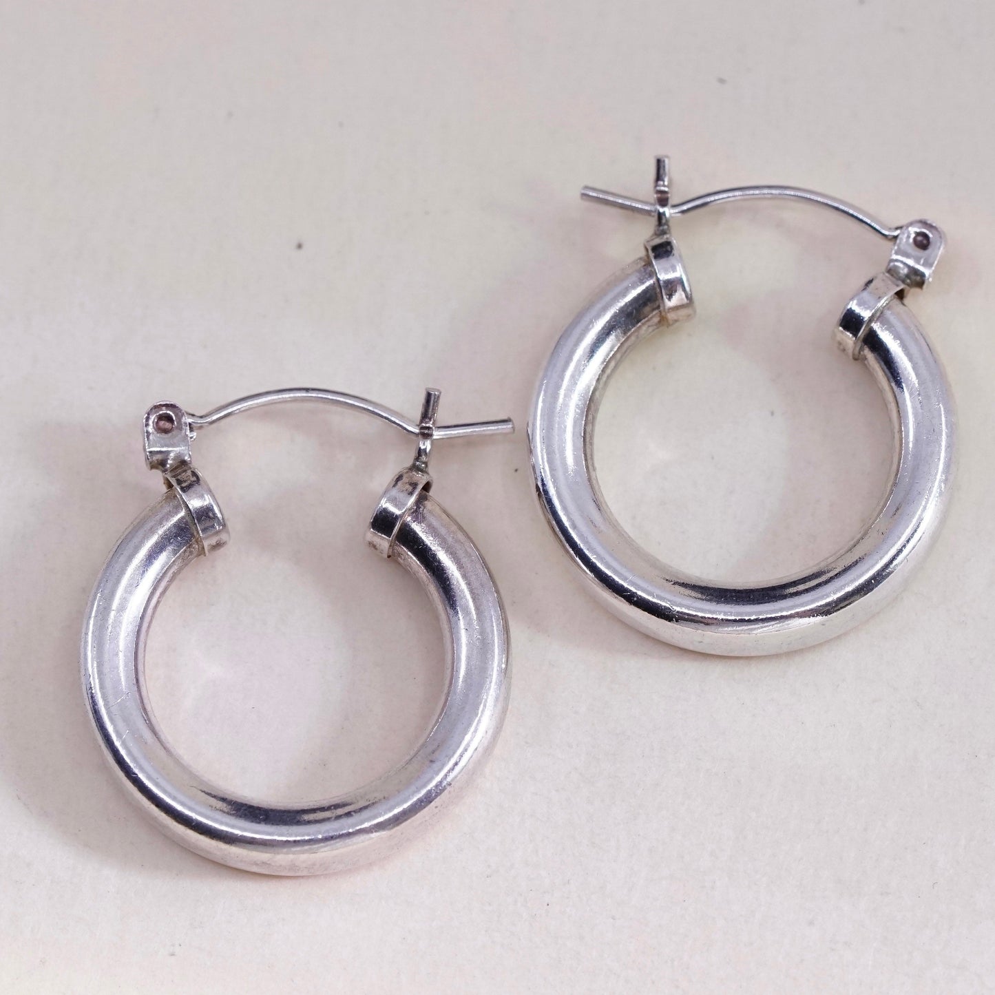 0.75”, Vintage sterling silver loop earrings, minimalist primitive hoops