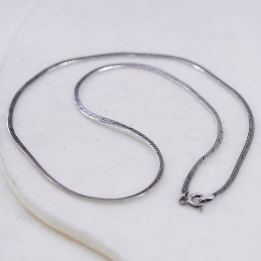 18” 2mm, vintage Italy Sterling 925 silver textured herringbone chain necklace
