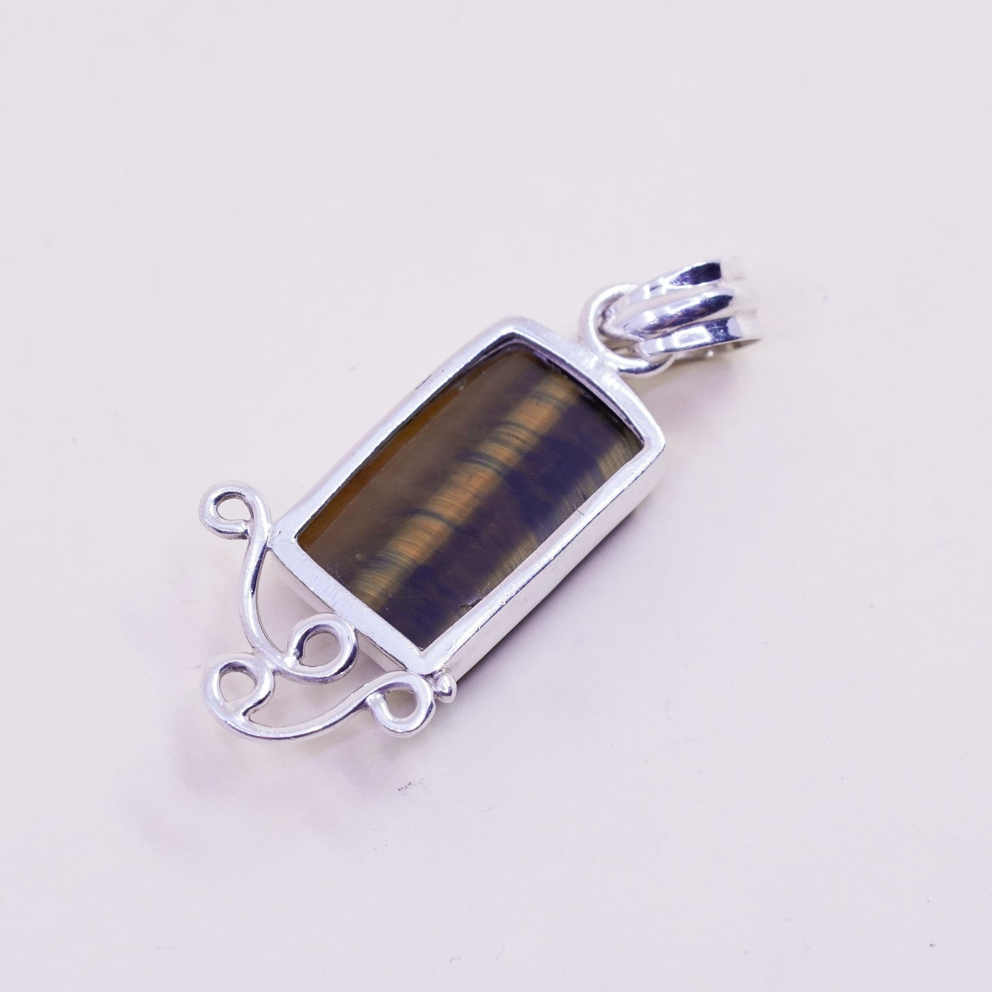 Vintage sterling 925 silver handmade pendant with golden tiger eye