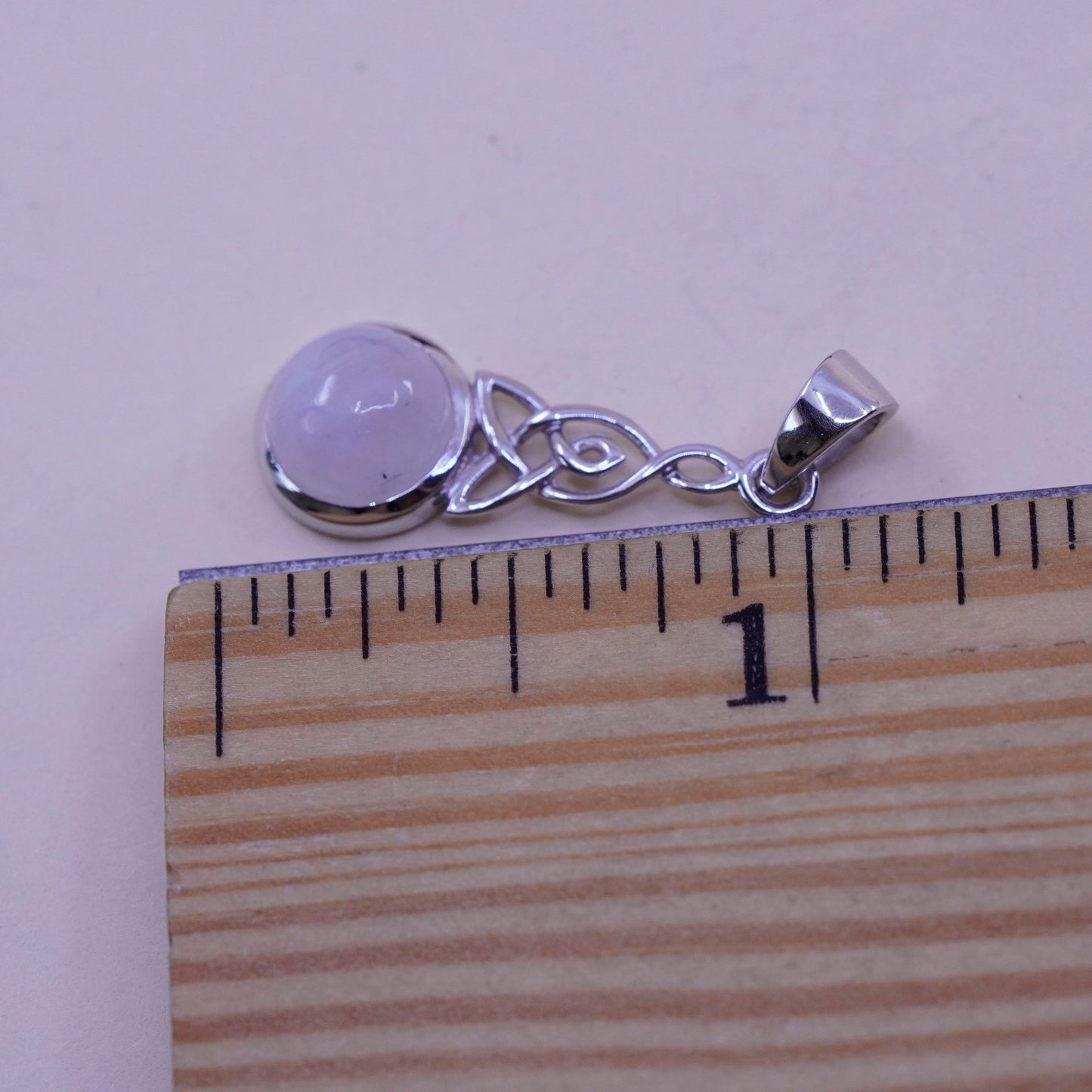 Vintage Sterling 925 silver handmade pendant with round moonstone