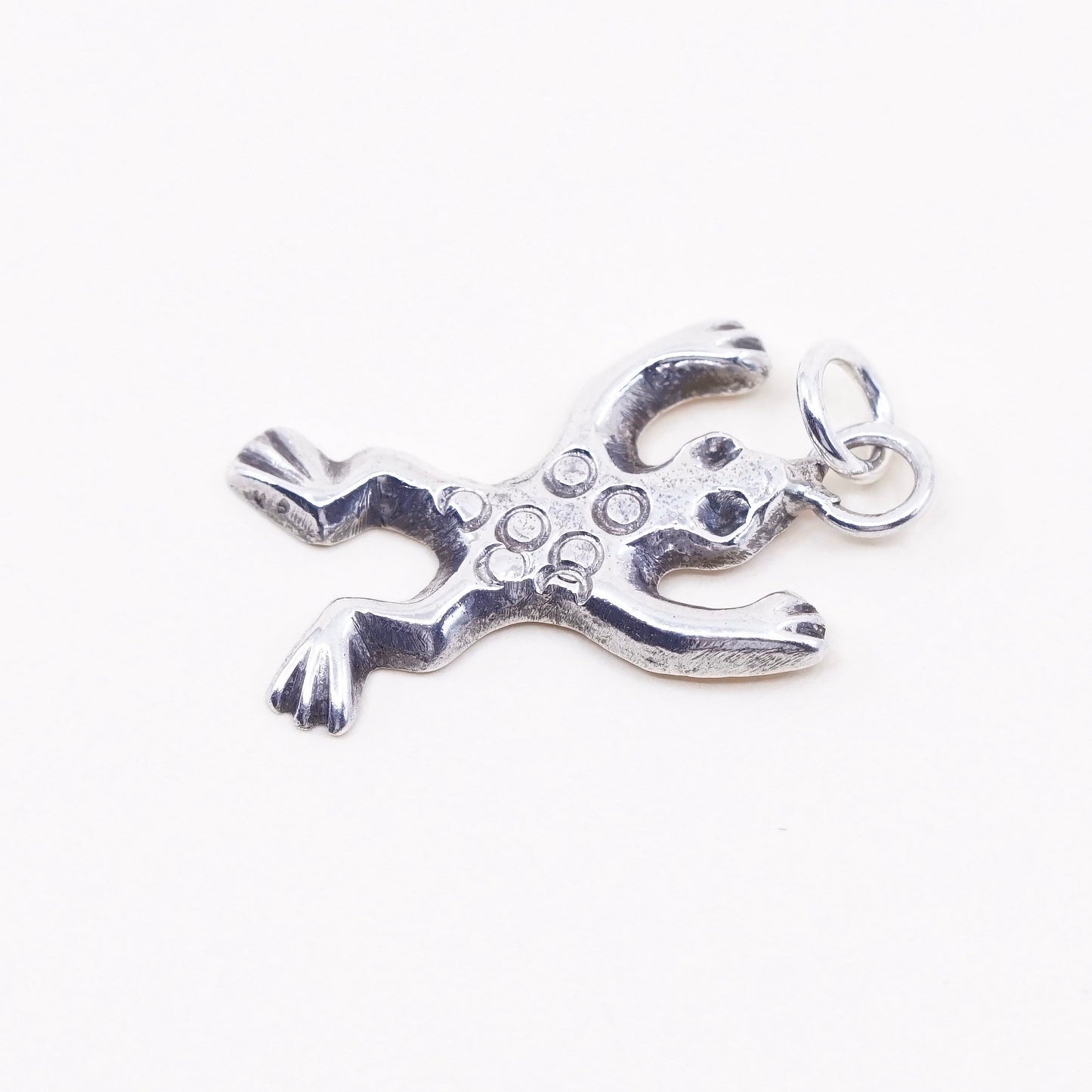 Handmade vintage Sterling silver pendant, 925 frog shaped charm