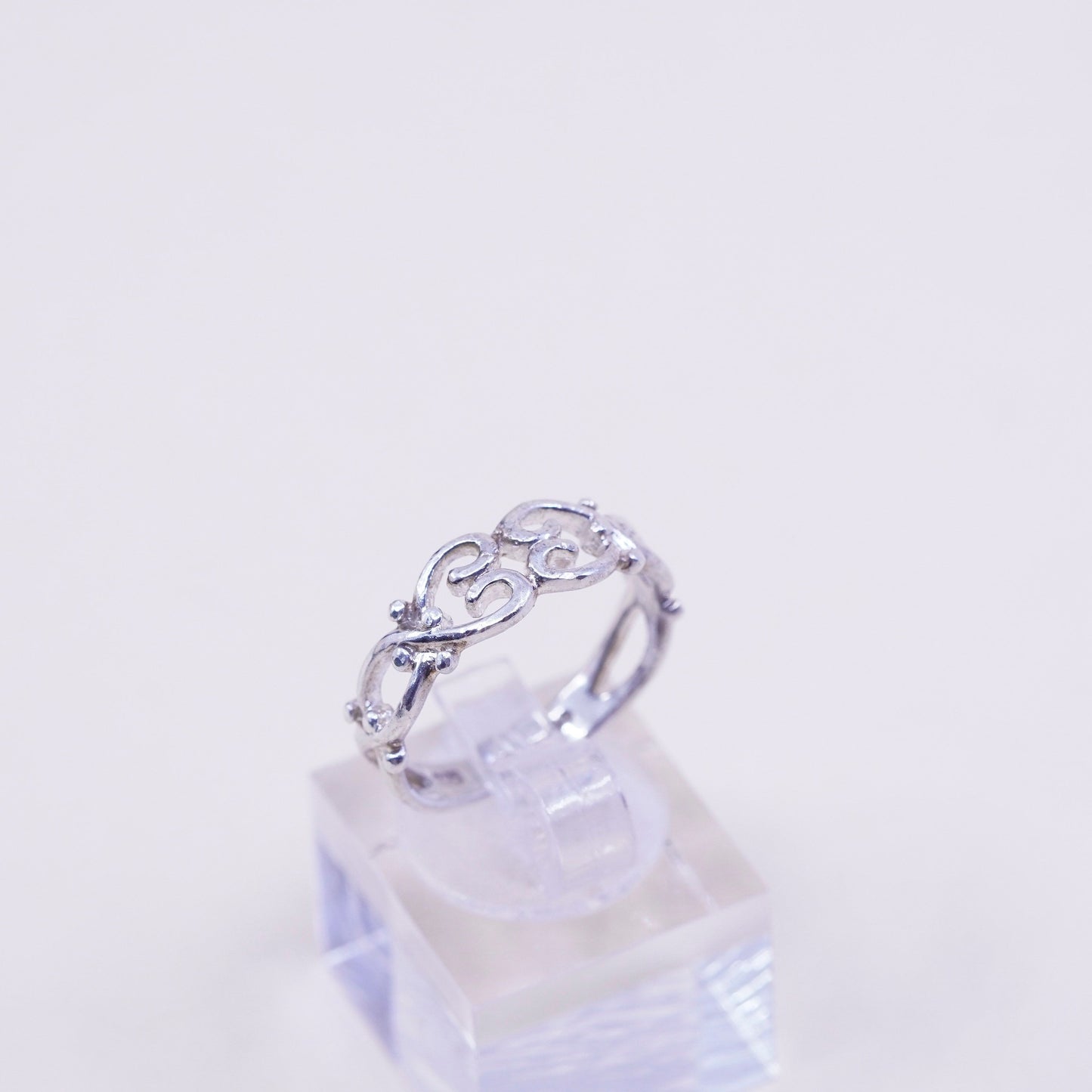 Size 6.75, vintage sterling silver handmade ring, filigree 925 band