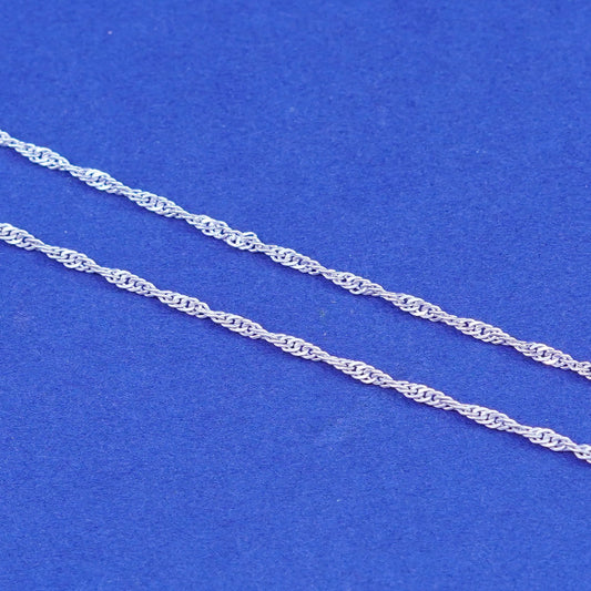 24”, 1mm, vintage Sterling silver necklace, 925 Singapore rope chain