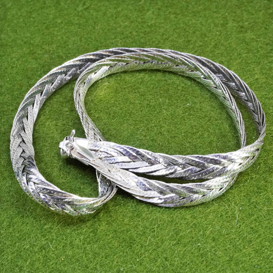 18”, Italy 4 Strands 925 Sterling Silver Woven Braided Herringbone necklace