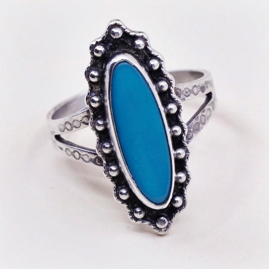 sz 7.25, Vintage sterling silver Native American handmade 925 ring w/ turquoise