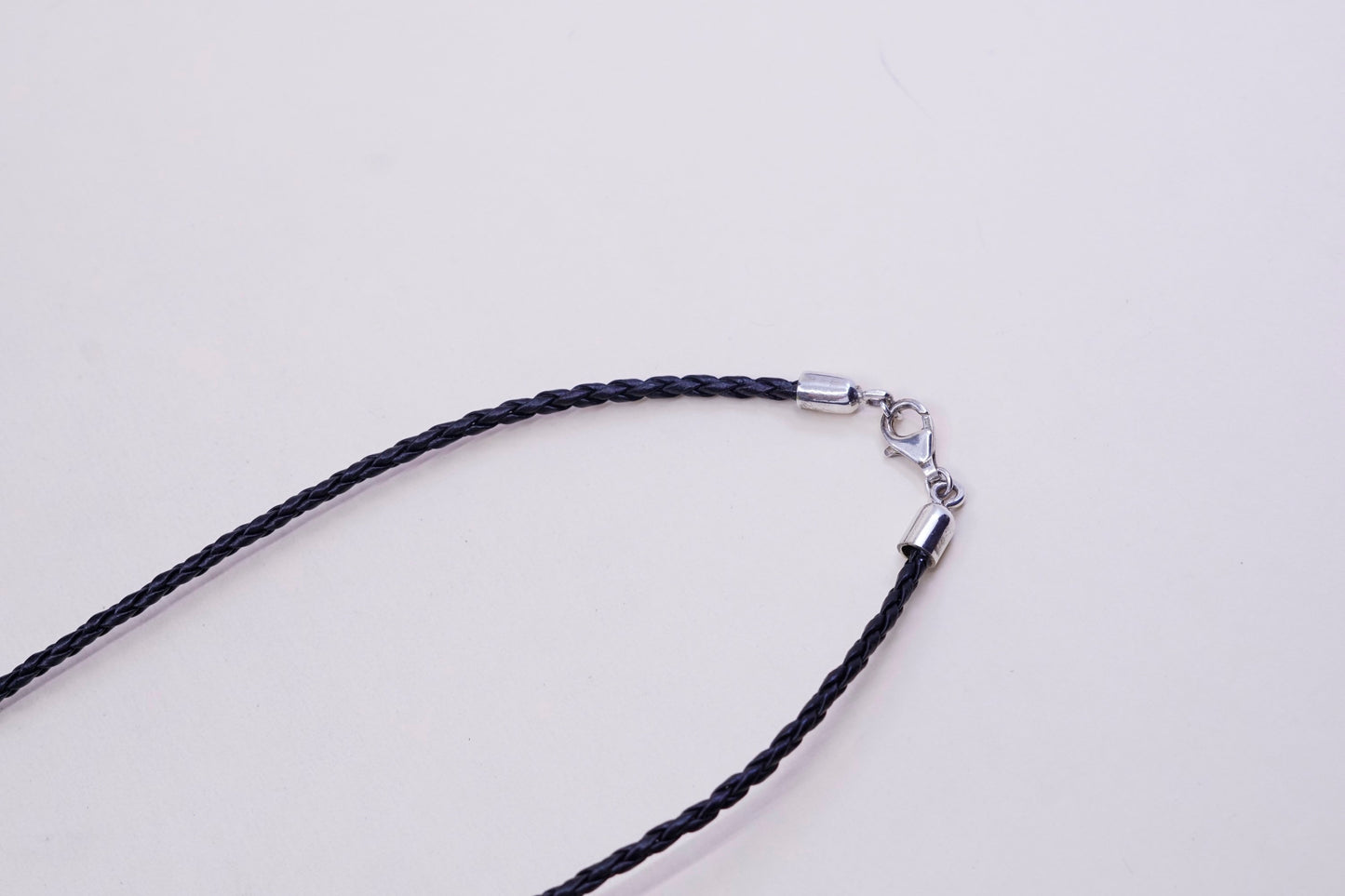 16”, sterling silver handmade necklace, 925 horse pendant black leather chain