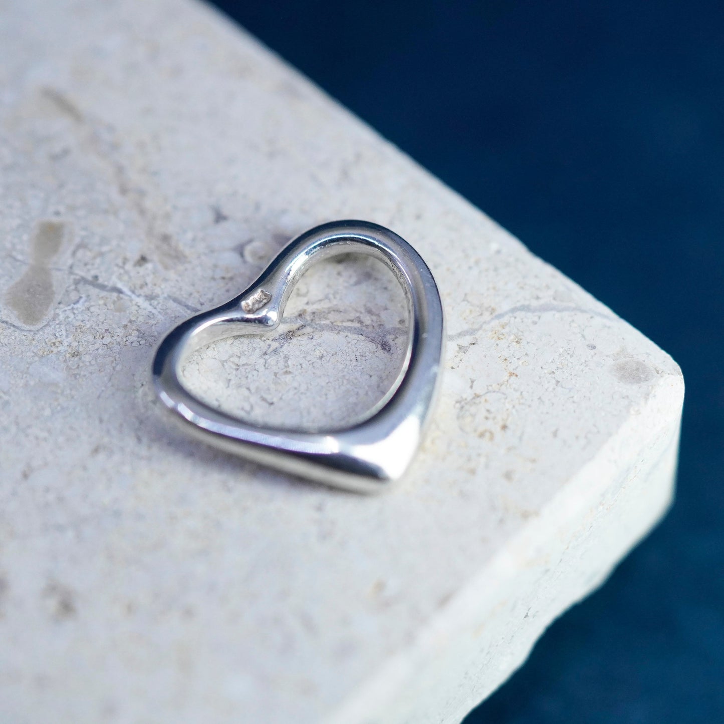 Vintage sterling silver handmade pendant, solid 925 silver heart