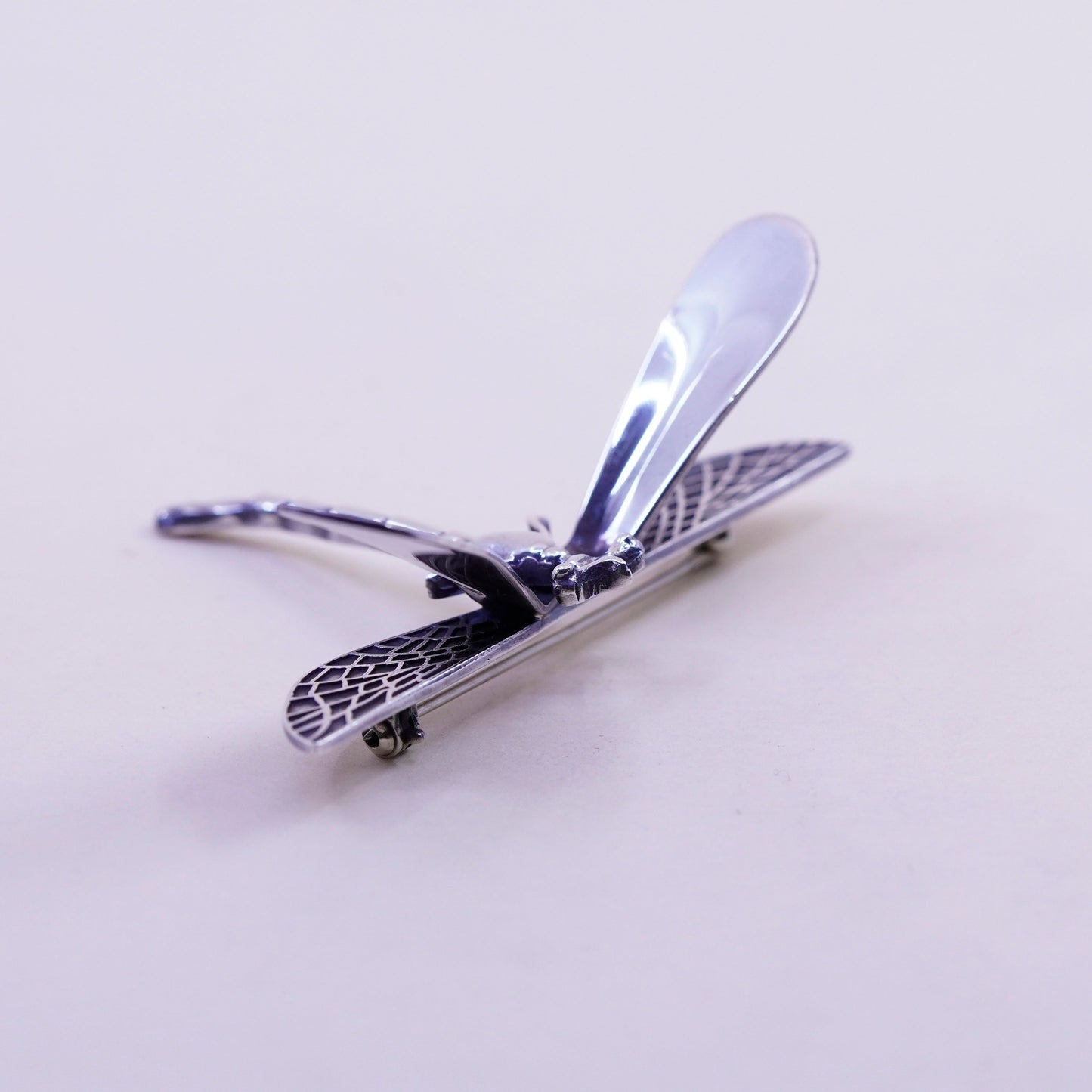 Vintage Sterling silver handmade brooch, 925 dragonfly pin