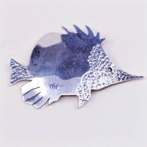 Vtg sterling silver handmade brooch, 925 Tropical Fish pin