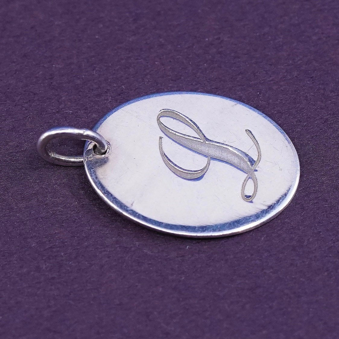 vtg MWS Sterling silver handmade initial "L" pendant, 925 tag charm